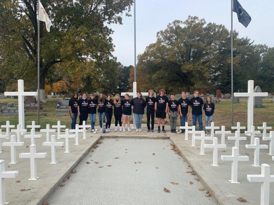 Eighth+graders+cleaned+at+Little+Arlington+in+advance+of+Veterans+Day.+Students+were+chosen+on+the+basis+of+essays+written+for+eighth+grade+social+studies+teacher+Lindsay+Dunn.+The+wreath-laying+project+will+begin+at+Little+Arlington+Dec.+18.+All+are+welcome+to+help.