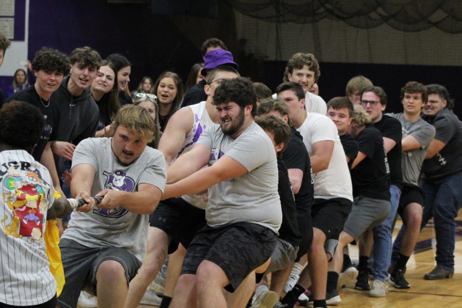 Students compete in tug-of-war