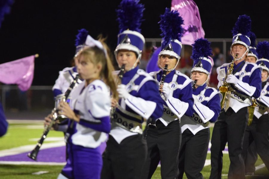 Marching Bulldogs performed at the homecoming football game Sept. 23. Their show theme is The Roaring 2020s. 