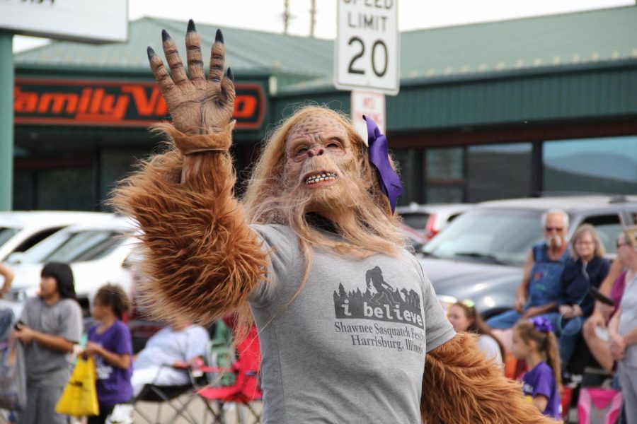 The Sasquatch makes his first appearance walking in the homecoming parade on Sept. 22. 