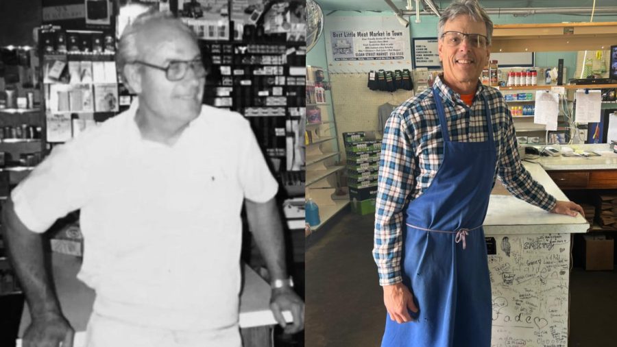 Allen stands at the counter  where his father, Kenneth Allen, once stood. 