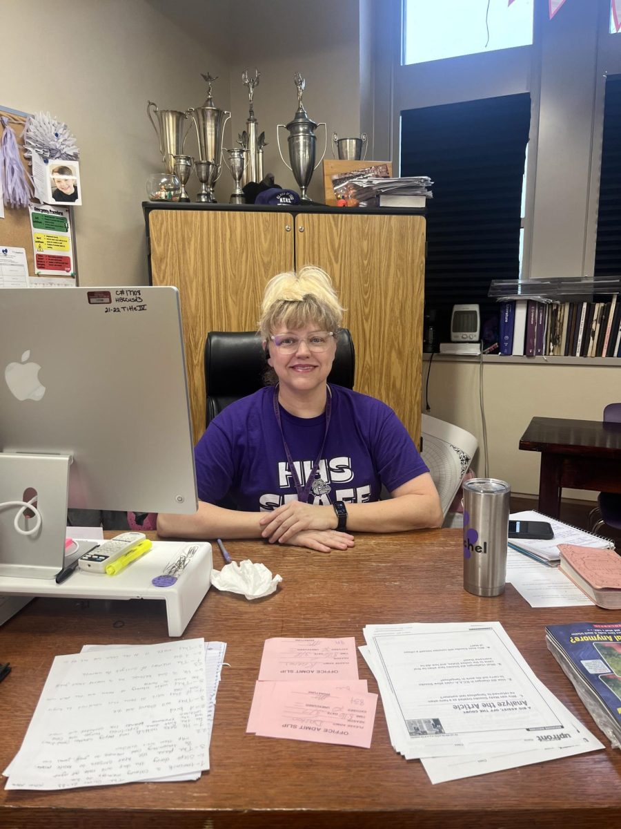 Substitute teacher Tiffany Michel is subbing for Mrs. Wilsons English class. Ms. Michel can be seen all around the high school as a sub during the schooldays. 