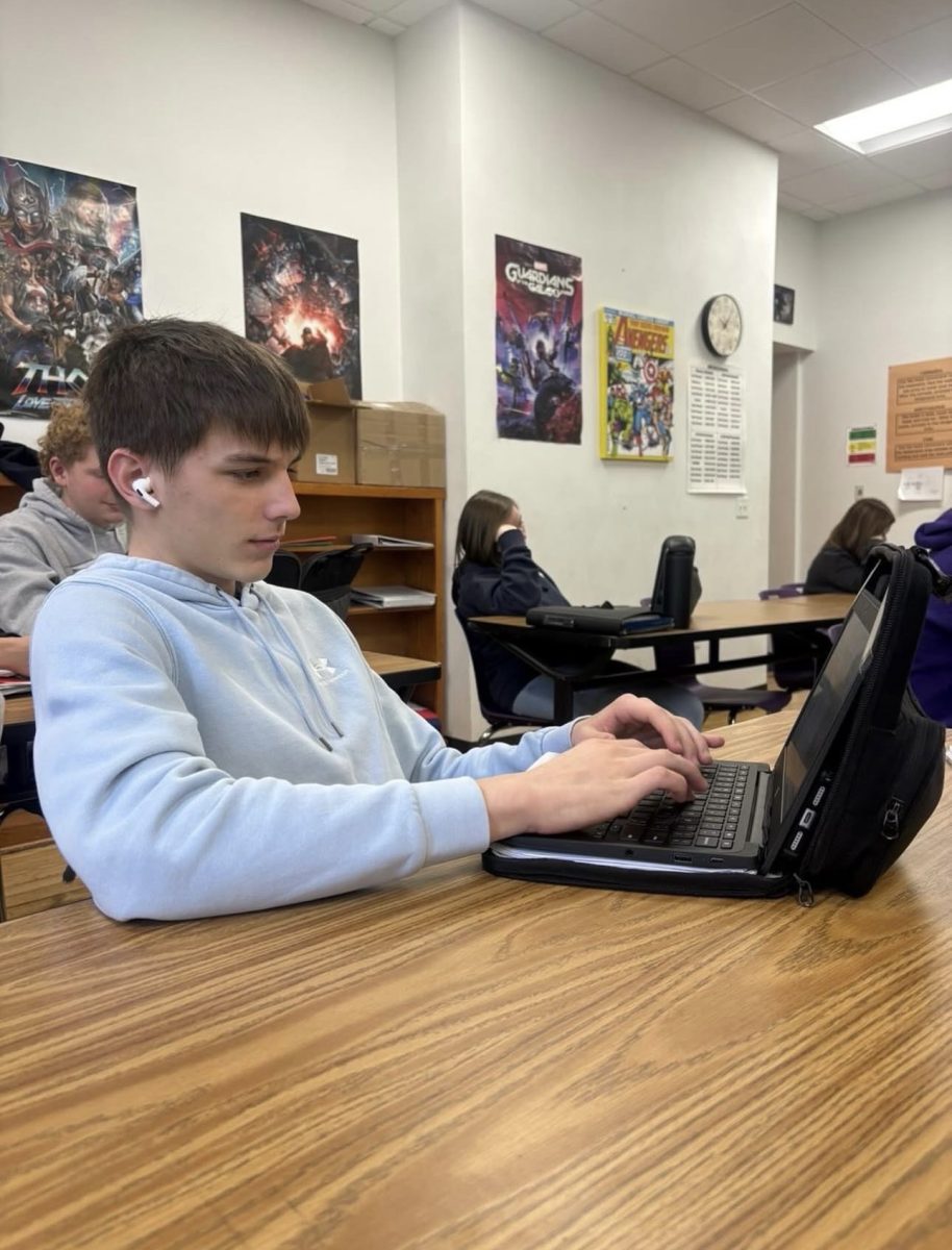 Sophomore Jaxon Booth does ACT practiced on Prep Mastery. The program starts preparing students for testing starting the freshmen year.